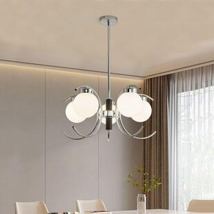 后现代奶白色玻璃灯罩大气个性 简约客厅卧室餐厅家用创意LED吊灯