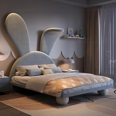 YD9现代TCY简约儿童卡通皮T床男孩床1.55米小型储物户床儿童房女