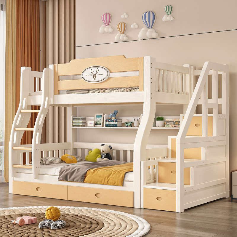 现代简约子母床实木上下床小户型两层高低床带梯柜护栏儿童床批发,住宅家具,高低/子母床,淘宝优惠券,粉丝福利购,淘宝优惠卷