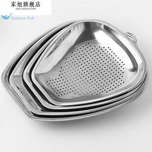 加厚不锈钢筲箕家用沥米304大号厨房沥水洗菜果篮茶筛漏盆烧箕