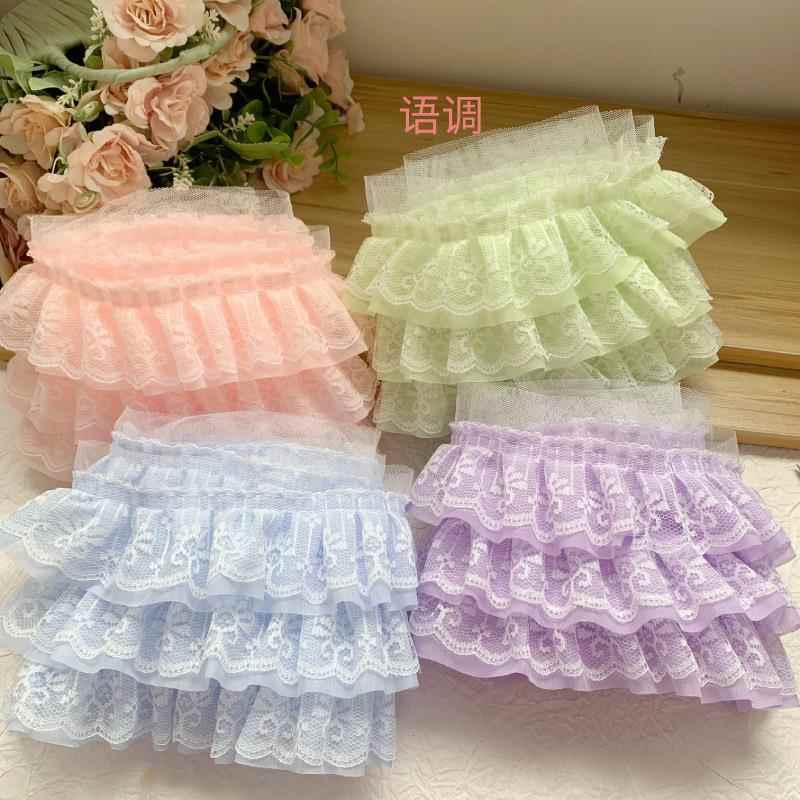 13cm多色三层雪纺褶皱蕾丝花边diy服装裙摆窗帘装饰辅料DIY