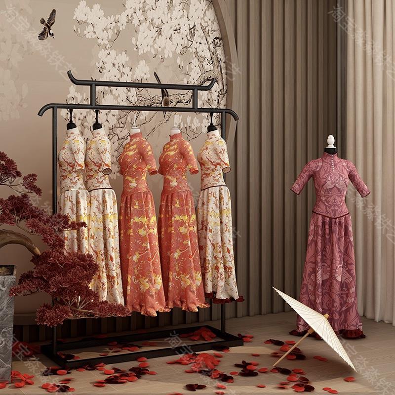 新款中式服装店展示架汉服挂衣架落地婚纱礼服唐装秀禾陈列挂衣架