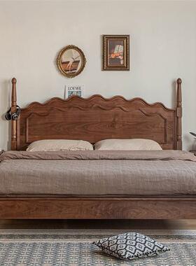 北美黑胡桃木美式全实木床法式现代简约樱桃木复古主卧婚床双人床