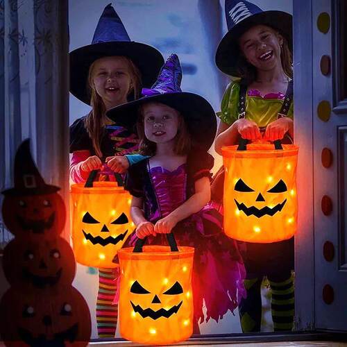 Halloween Trick Or Treat Bucket LED Light Basket For Thanksg