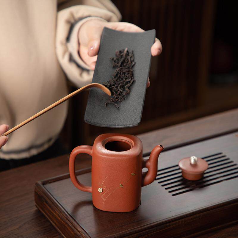 德化陶瓷茶壶泡茶家用紫砂单壶套装茶具细滤孔鎏银锔钉四方君子壶