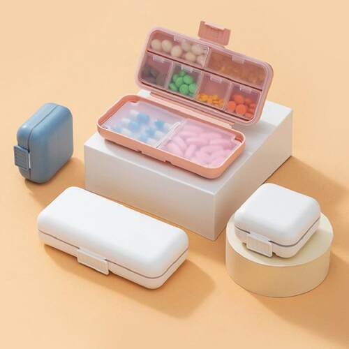 Portable Mini Pill Box with Dual Silicone Seal for Medicatio