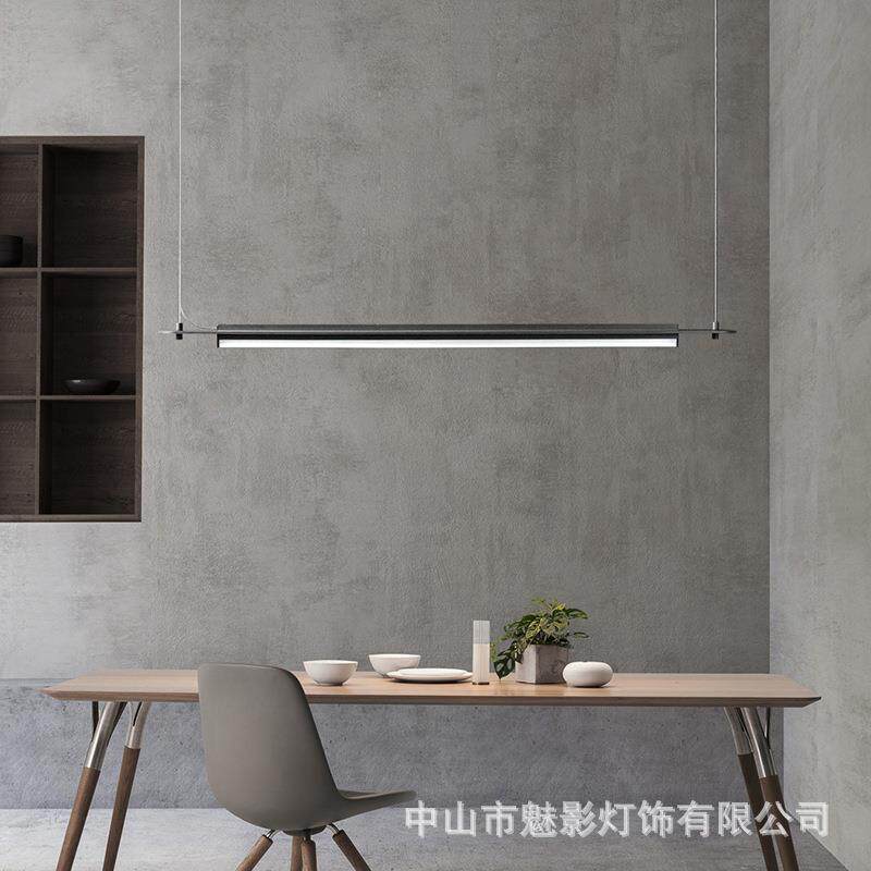 极简现代长条餐厅吧台岛台创意吊灯北欧奶茶店黑色前台办公桌灯具