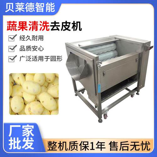 商用食堂果蔬清洗去皮机毛辊清洗机萝卜芋头土豆根茎毛刷清洗脱皮