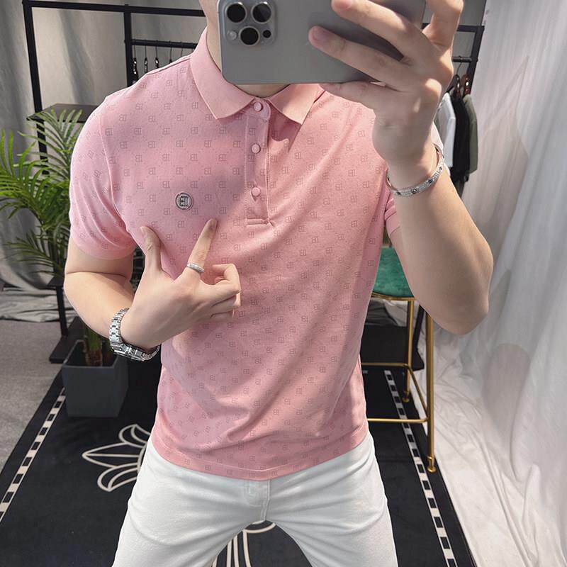 潮牌高级感商务休闲polo衫男翻领夏季新款时尚洋气潮流短袖t恤男
