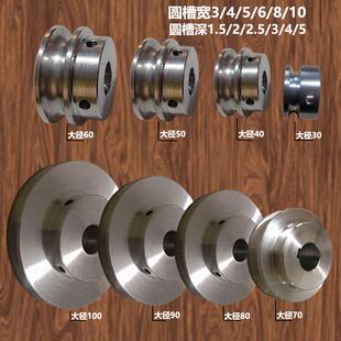 皮带轮单槽 铝pu聚氨酯圆皮带滑轮 绿色橡胶传送带脱粒机带轮大全