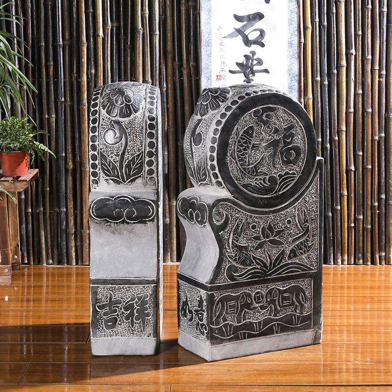 石雕门墩福鱼青石抱鼓石仿古门口石鼓成对厂家现货出售做旧仿