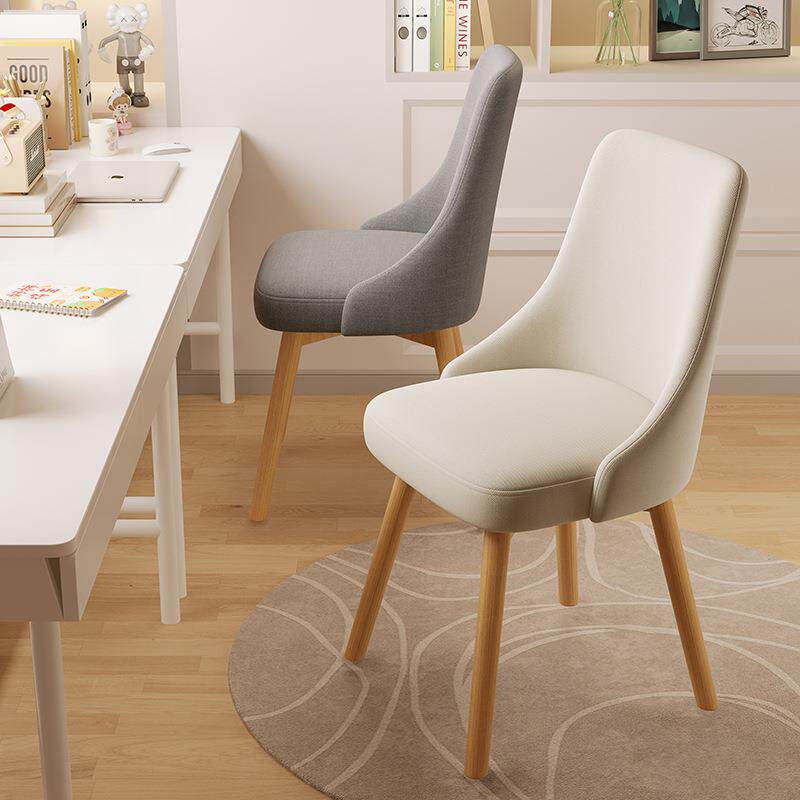 化妆椅家用女生卧室实木书桌椅子靠背网红美甲主卧梳妆台凳子简L^