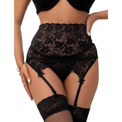 Plus Size Garter Belt High Waisted Lace Suspender Belt