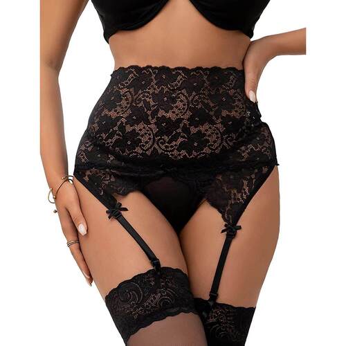 Plus Size Garter Belt High Waisted Lace Suspender Belt