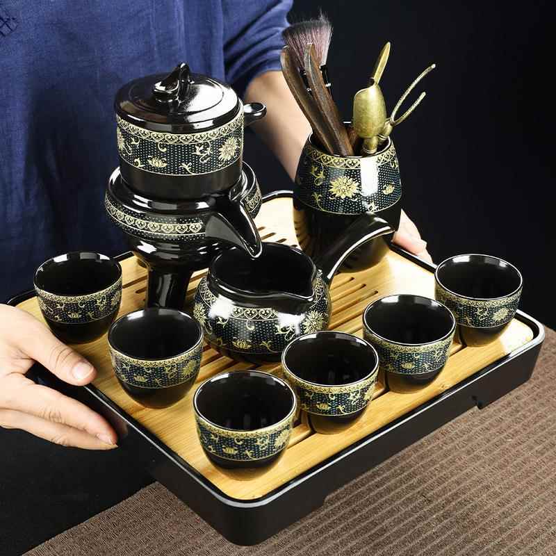 新款直销功夫茶具自动茶具套装家用陶瓷懒人茶壶泡茶日式办公室会
