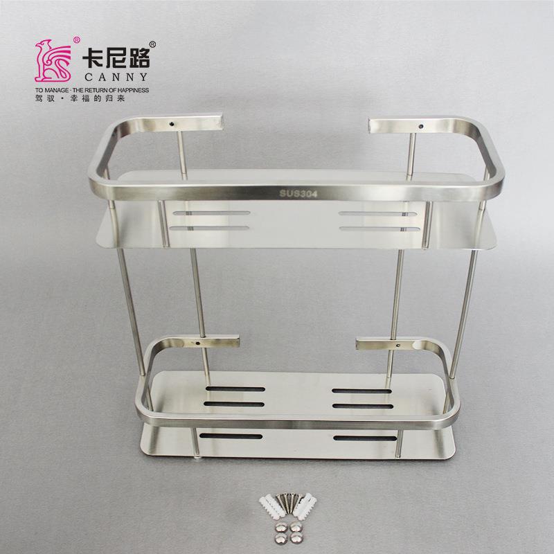 304不锈钢双层置物平台浴室卫生间收纳架收纳篮方形双层置物架