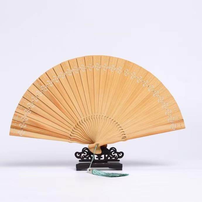 木质扇子中国风檀香扇古风随身镂空全木扇复古日用折扇女式折叠扇