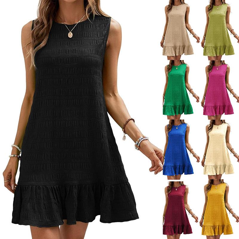 Dark Olive Forest Jungle Back Tie Ruched Resort Dress