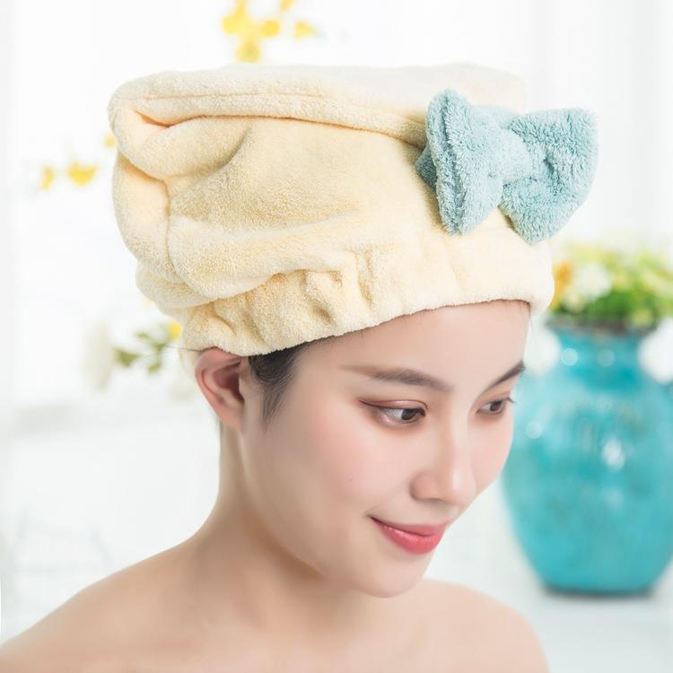 厂家现货新款干发帽女式珊瑚绒快速套头吸水浴帽包头蝴蝶结干发帽