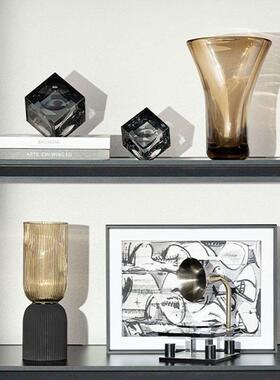 意式轻奢水晶花瓶创意艺术魔方摆件客厅办公室电视柜酒柜软装饰品