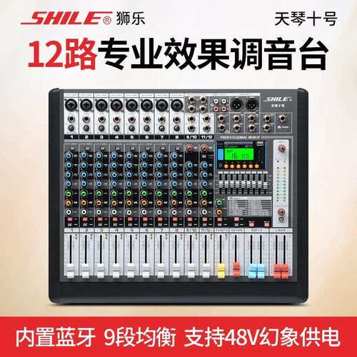 狮乐天琴十号专业12路调音台KTV舞台演出设备会议数字效果器系统
