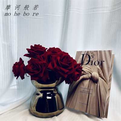 花瓶摆件客厅插花玫瑰玻璃透明水养水培百合宽口大口径现代简约