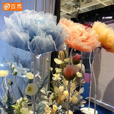 大型真BJ2012花自动合花牡丹花商场橱窗装饰婚礼开美陈路仿引景布