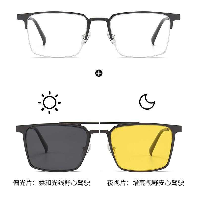 铝镁偏光太阳镜近吸视眼框5011双梁套镜钛眼镜男架镜磁眼镜平光镜
