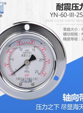现货无锡海天特种压力表厂耐震压力表YN-60-III/40MPA轴向