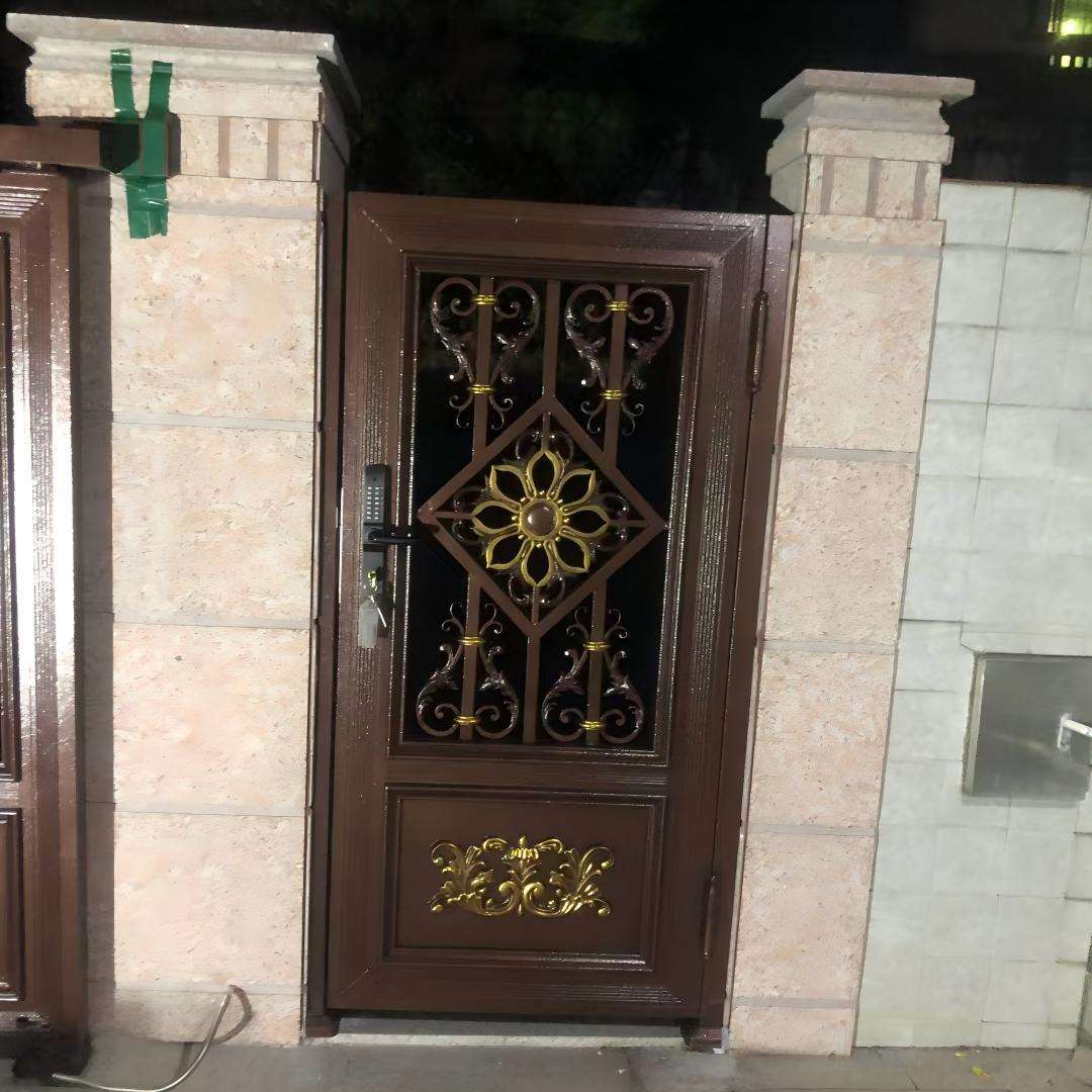 欧式电动平移门砂铸镂空设计别墅庭院铝艺大门自建房门入户门