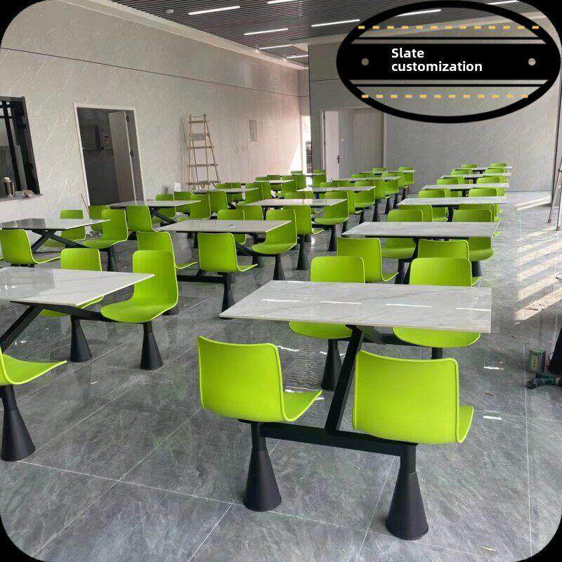 学校食堂餐桌椅公司员工食堂快餐厅四人连体桌椅组合职工饭堂餐桌