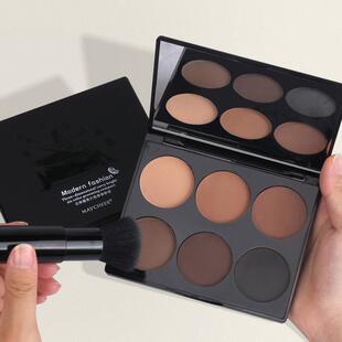 正品山师大叔推荐maycheer美茜儿全能修容盘立体提亮六色粉饼高