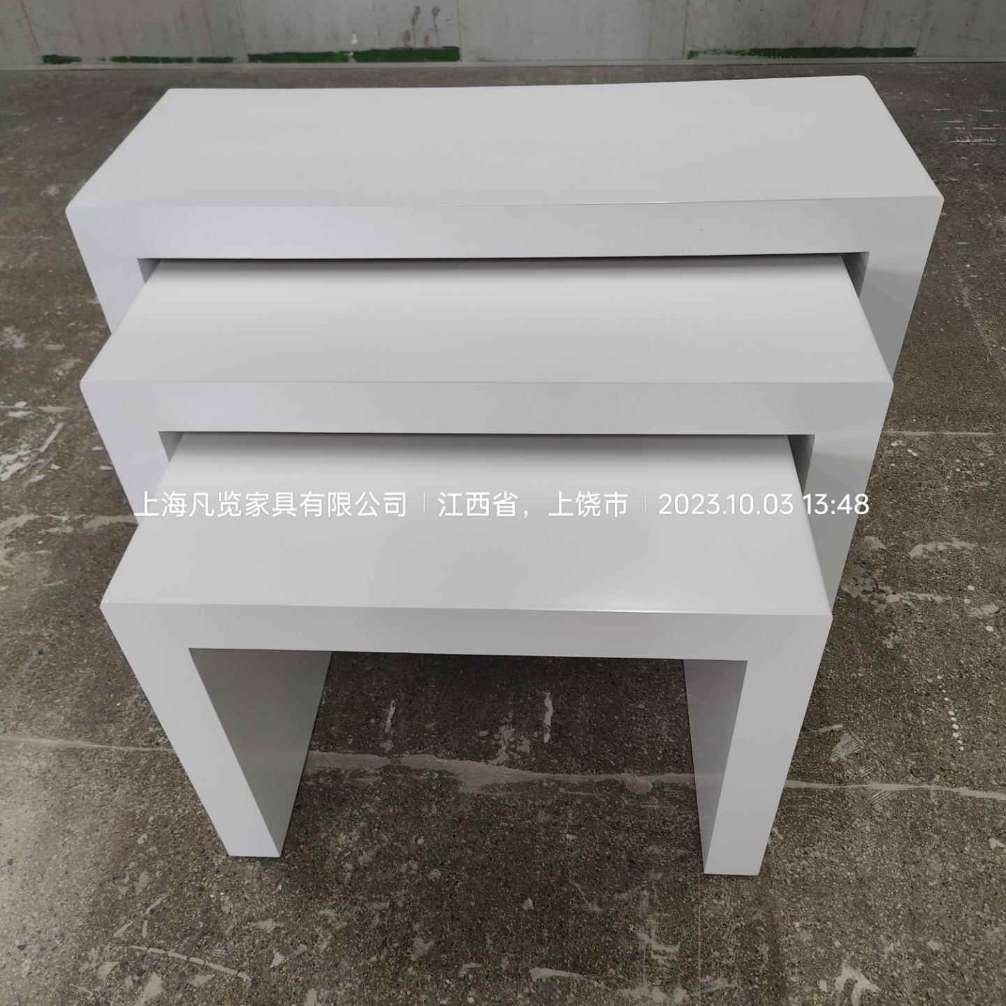 需定制U型白色烤漆流水台展示台方台圆台中岛柜高低桌展示架体验
