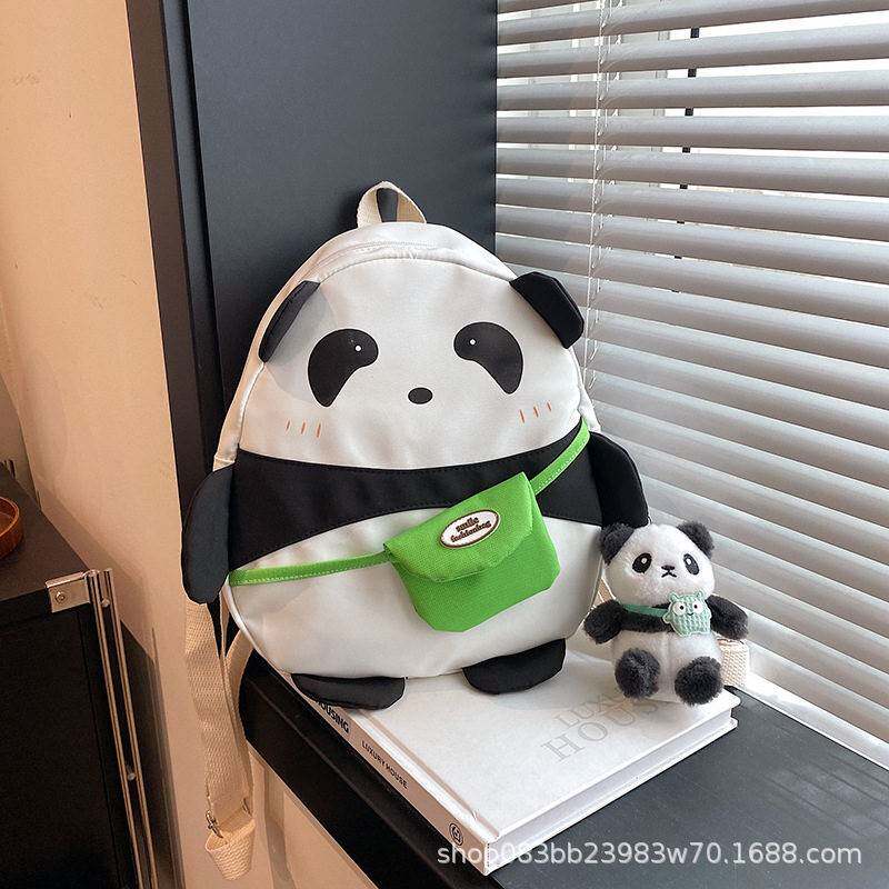 韩版超可爱大熊猫洋气斜挎小背包森系颜值超萌卡通少女双肩包