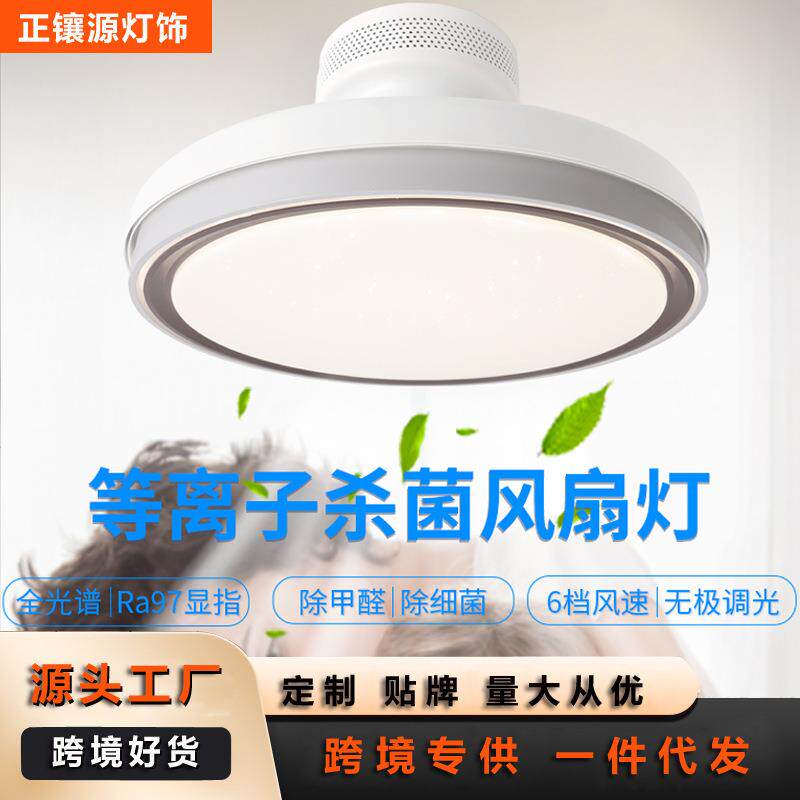 客厅护眼除甲醛杀菌吸顶无叶风扇灯儿童房卧室餐厅净化灯中山