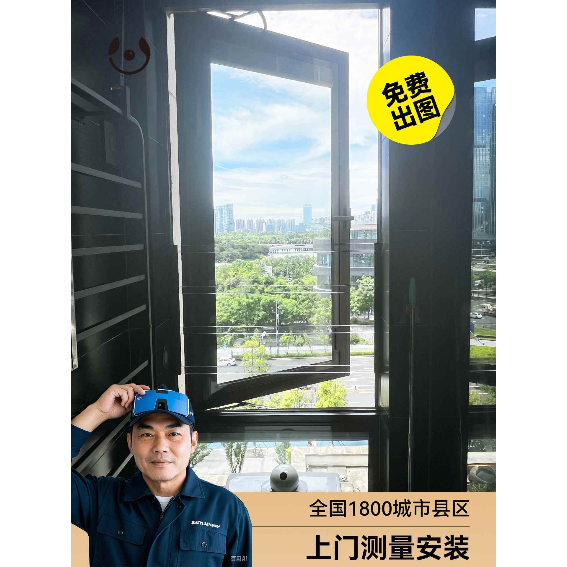 需定制道格斯高层窗户隐形防护栏透明PC外开内开推拉窗户非亚克力