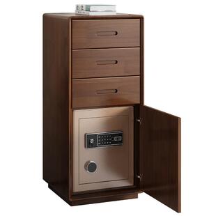 实木床头柜保险箱一体带指纹密码锁家用多功能储物柜床头保险柜子