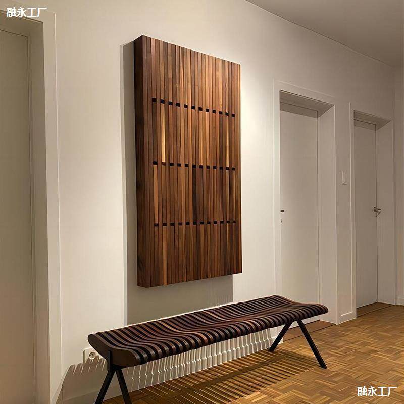 黑胡桃物木钢琴键挂衣架入户门后衣帽关置架节玄省空间架实木1002