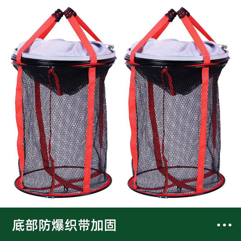 新款直销加厚卡边鱼护送包黑坑不锈钢口圈渔护黑色加厚网布铝合金
