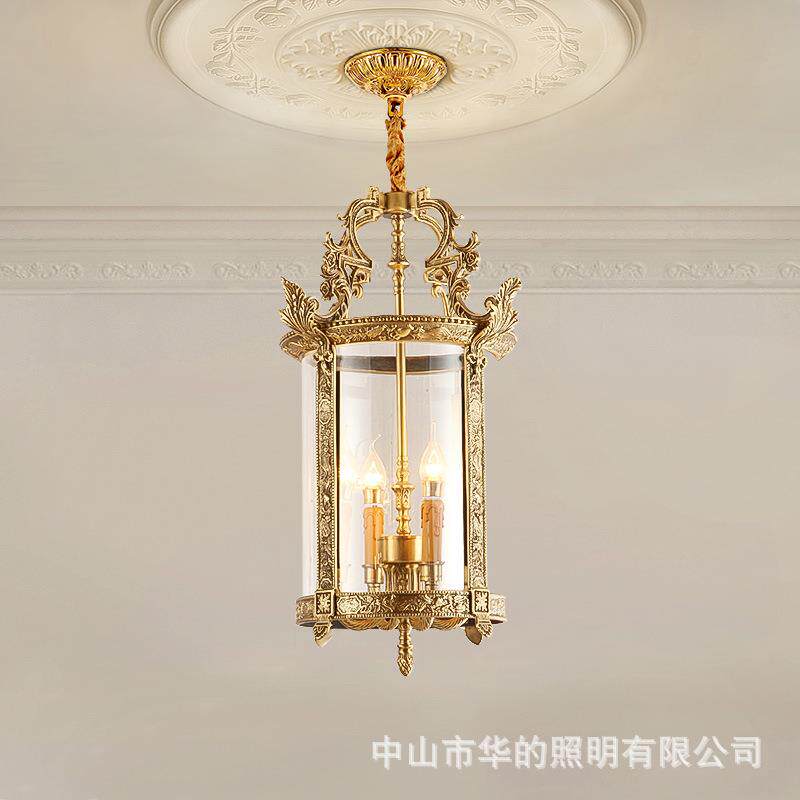 法式全铜过道灯走廊灯欧式别墅书房衣帽间灯复古奢华酒店楼梯吊灯