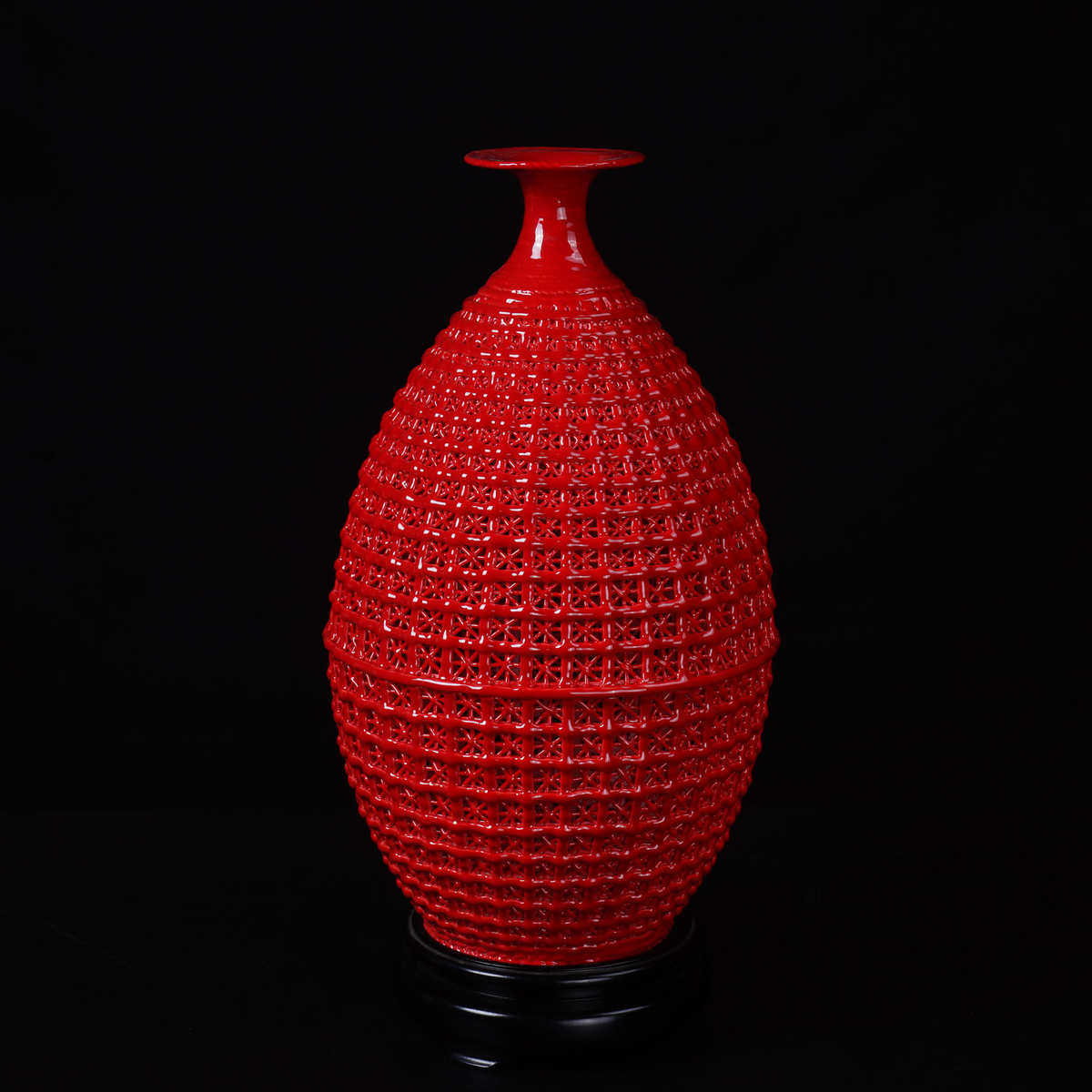 陶瓷花瓶瓷器工艺品陶瓷摆件会销礼品创意家居夫己编织瓶新款