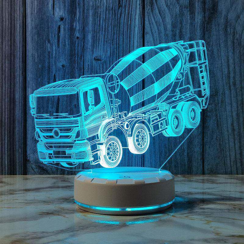 创意搅拌车3d小夜灯七彩卧室氛围灯插电触控床头灯儿童房装饰台灯