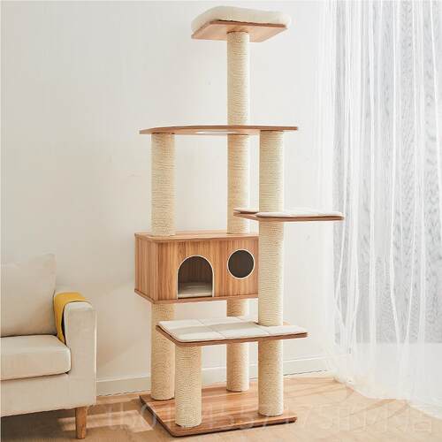 正品凯瑞Catr型y猫爬架木大质豪华实木柱猫树猫窝猫架一体通天 猫