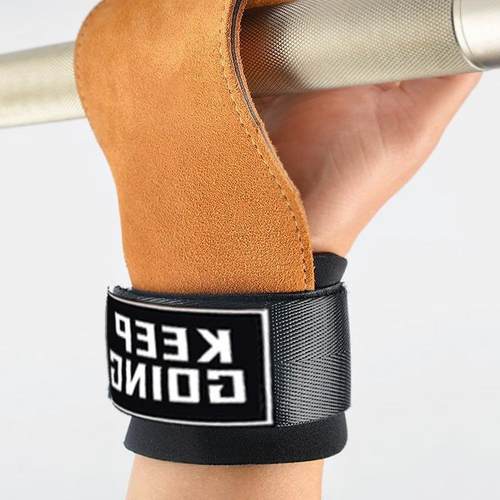 新款直销硬拉助力带牛皮护掌男引体向上护腕单杠拉背握力带护手健