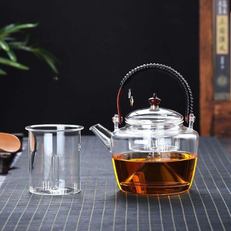 现货耐热玻璃提梁煮水壶现代简约电陶炉加厚玻璃蒸煮茶壶