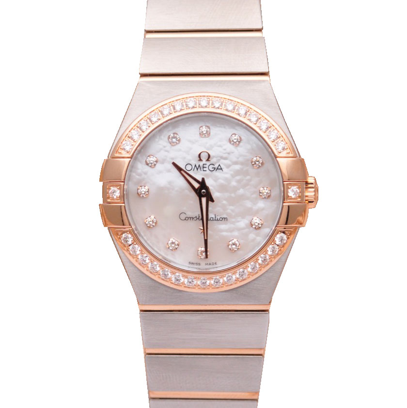 [9.8新]欧米茄星座间玫瑰金贝母面石英女表123.25.27.60.55.001