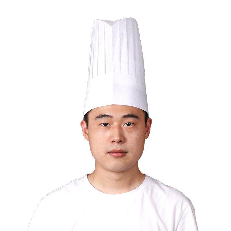 一次性无纺布厨师高帽男款厨房大厨工作帽蛋糕店烘焙西餐主厨帽子