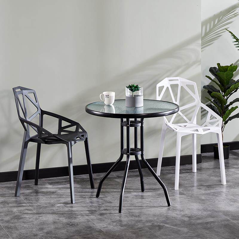 ft户外圆桌洽谈桌椅组合阳台小桌子现代简约铁艺餐桌露天休闲咖啡
