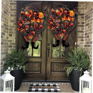 Led Pum Halloween With Hanging Decoration Door Wreath Lights