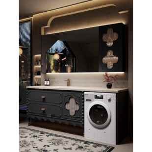定制高端法式洗衣机柜组合卫生间浴室柜洗手台盆室内洗衣机组合柜
